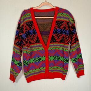 Vintage‎ 90's era Lizwear by Liz Claiborne geometric pattern sweater, women's L